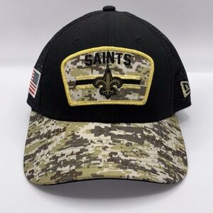 New Era Saints Hat Men OS Black Camo Mesh Snapback Polyester NFL 9FORTY Cap